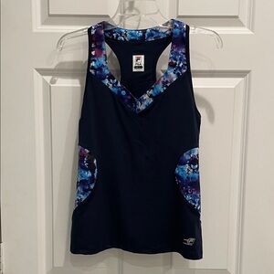 Fila Black and Purple Floral Tank Top